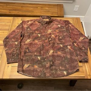 Vintage North River Outfitters Long Sleeve Button Turkey Bird Shirt Large